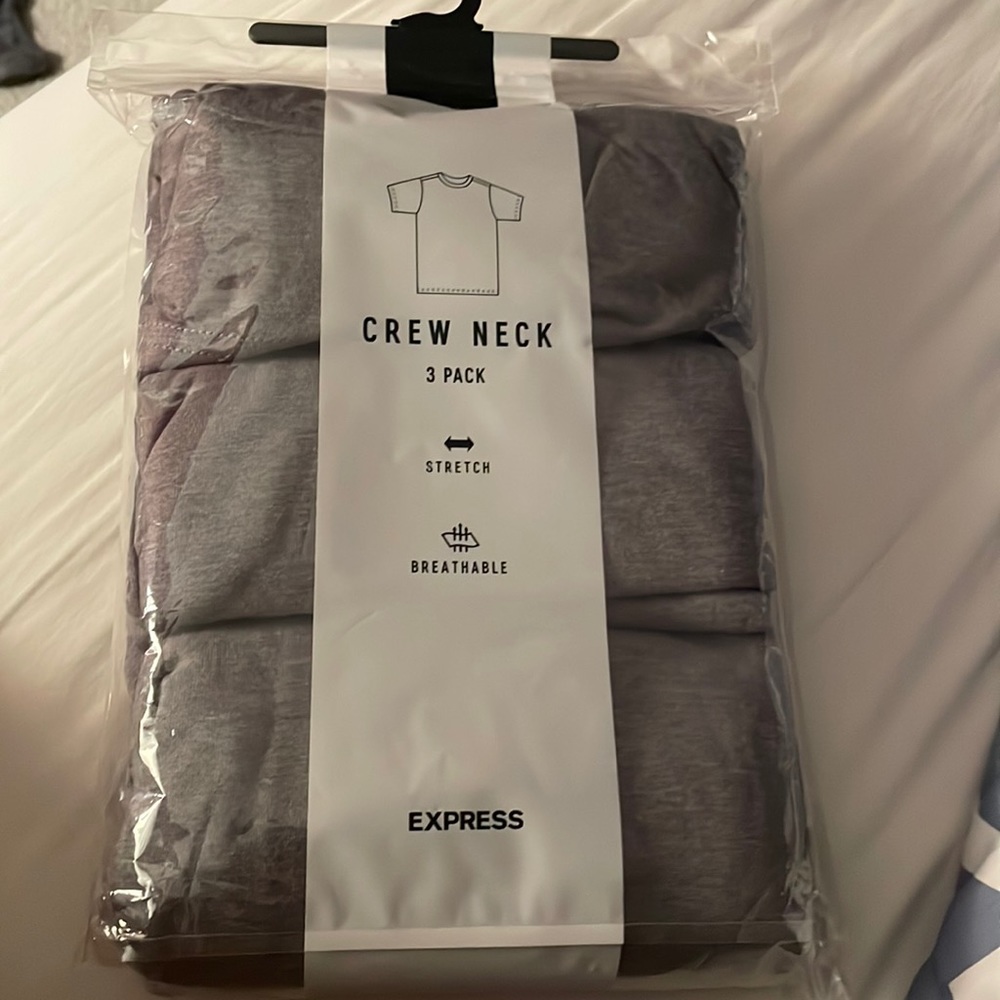 NWT Mens Express size large crew neck gray t-shirts